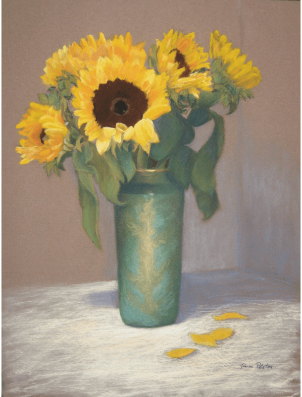 Sunflowers in Green Vase - 18x24